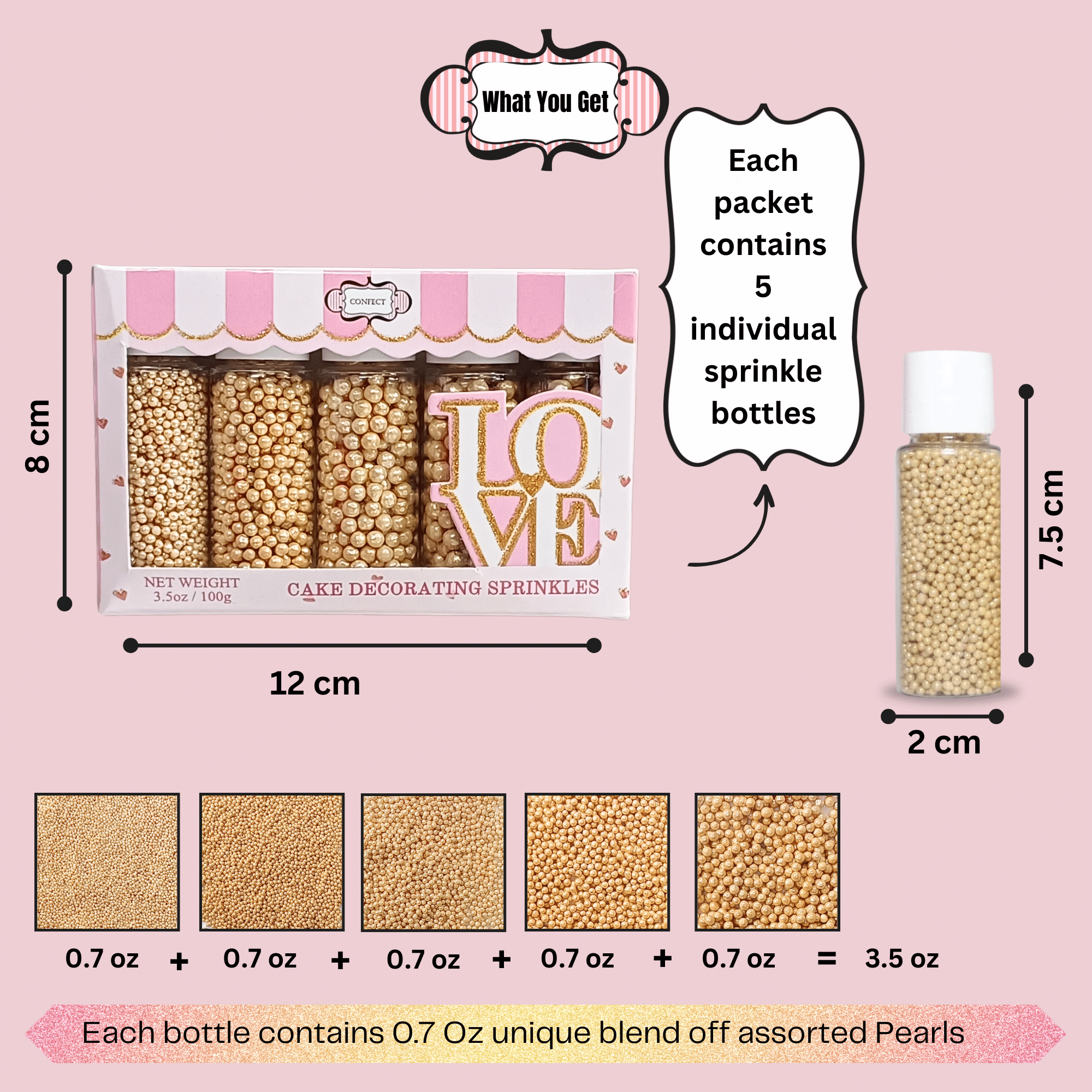 Sparkling Champange Disco Balls Assorted Sprinkles (DB-14) | 140g