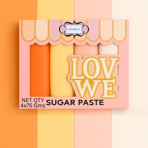 Multipack of Fluorescent Orange, Yellow, Ivory and White Sugarpaste 05