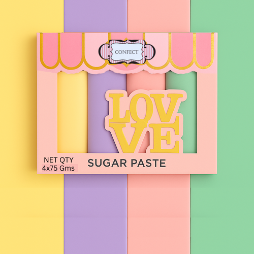 Multipack of Lemon Yellow, Lavender, Blush pink and Mint Green Sugarpaste 01