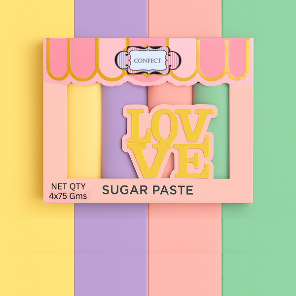 Multipack of Lemon Yellow, Lavender, Blush pink and Mint Green Sugarpaste 01