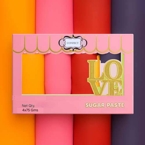 Multipack of Orange, Hot pink, Red and Purple Sugarpaste 13