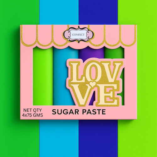 Multipack of Neon Green, Electric Blue, Electric Purple and Lime Green Sugarpaste 03