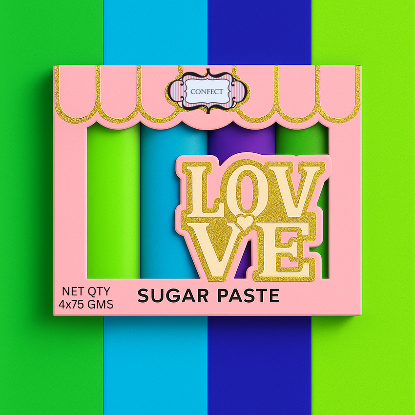 Multipack of Neon Green, Electric Blue, Electric Purple and Lime Green Sugarpaste 03