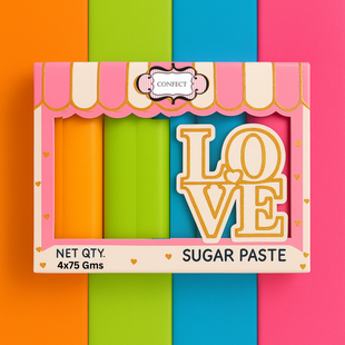 Multipack of Fluorescent Orange, Lime green, electric blue and Neon Pink Sugarpaste 08