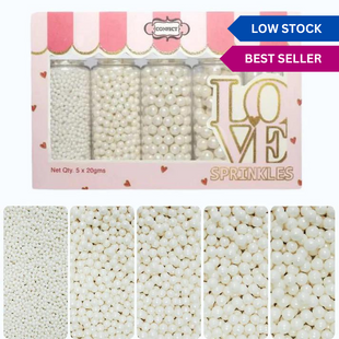 White Princess Disco Balls Assorted Sprinkles ( DB-13 ) - 100Gms