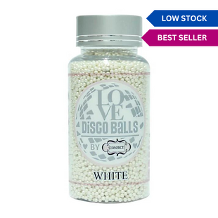 White Disco Balls Sprinkles 2 MM 120 Gms
