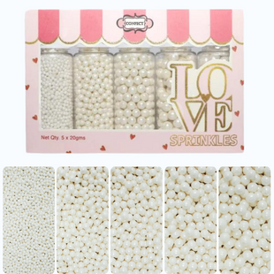White Princess Disco Balls Assorted Sprinkles ( DB-13 ) - 100Gms