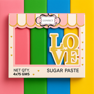 Multipack of Old Rose, Pea Green, Brilliant Blue and Sunshine Yellow Sugarpaste 16