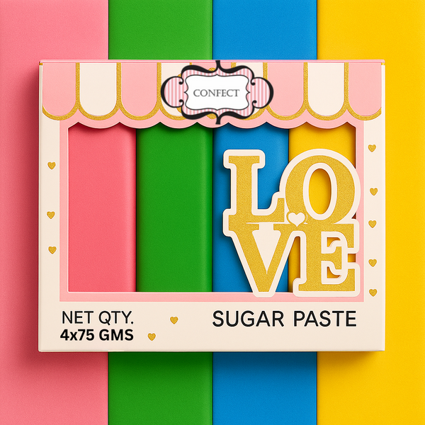 Multipack of Old Rose, Pea Green, Brilliant Blue and Sunshine Yellow Sugarpaste 16