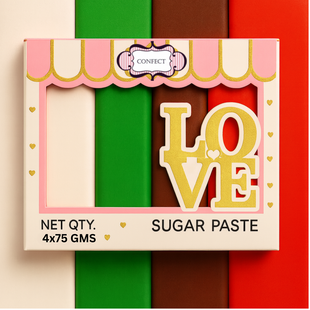 Multipack of White, Emerald Green, Brown and Red Sugarpaste 19