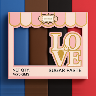 Multipack of Royal Blue, Brown, Black and Red Sugarpaste 20