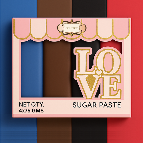 Multipack of Royal Blue, Brown, Black and Red Sugarpaste 20