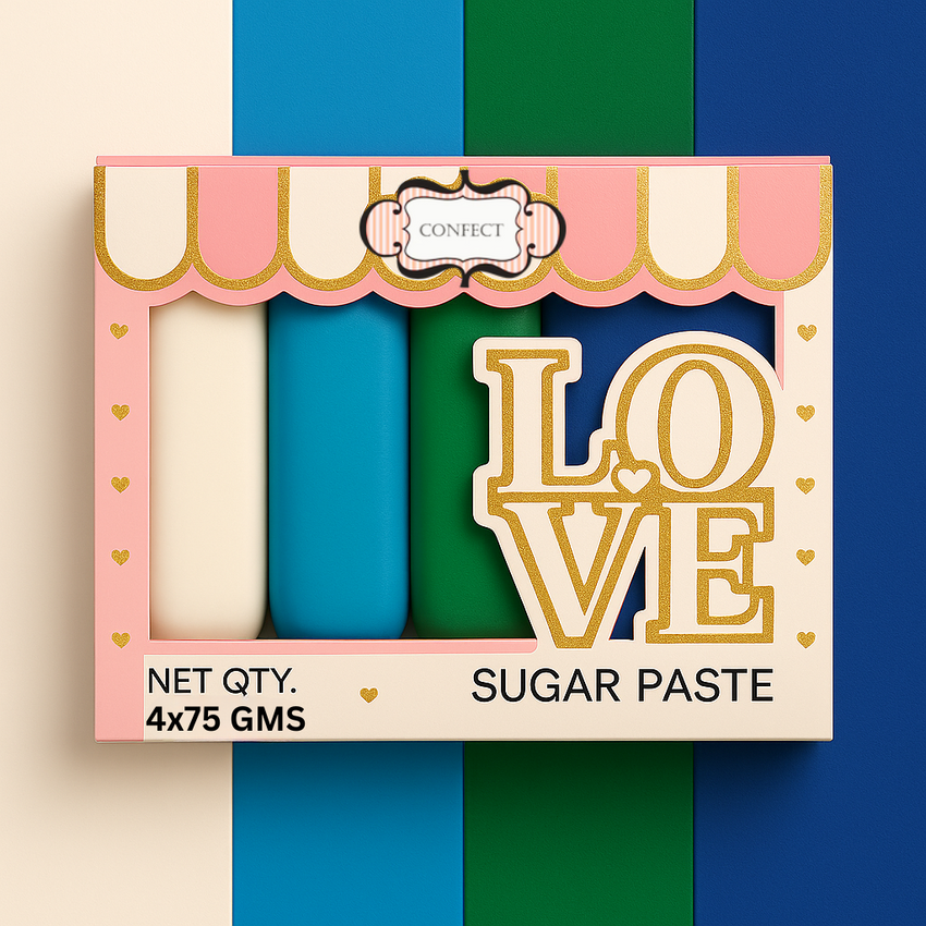 Multipack of White, Electric Blue, Emerald Green and Royal Blue Sugarpaste 23