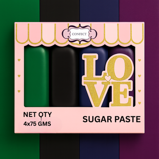 Multipack of Emerald Green, Black, Navy Blue and Purple Sugarpaste 25