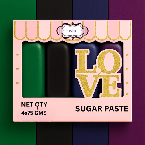 Multipack of Emerald Green, Black, Navy Blue and Purple Sugarpaste 25