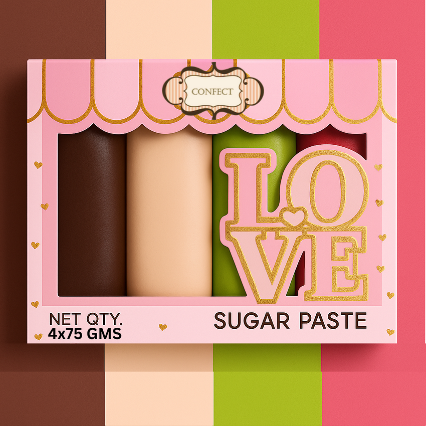 Multipack of Brown, Skin, Lime Green and Neon Pink Sugarpaste 26