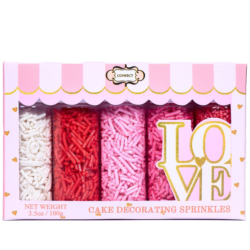 Valentine Sprinkles | 04 Edible Decoration for Baking & Dessert 100 Gms