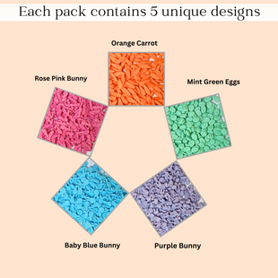 Bunny Sprinkles |  Orange, Silver and Sky Blue, Red Sprinkles Pack of 5 (EAST 9) - 100Gms