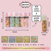 Easter Sprinkles Edible | Mix Parrot Green, Yellow, Pink, White and Silver Pearls & Stars Pack of 5 (EAST 7) - 100Gms