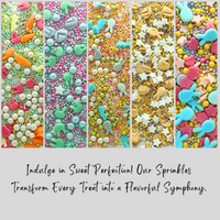 Easter Sprinkles Edible | Mix Parrot Green, Yellow, Pink, White and Silver Pearls & Stars Pack of 5 (EAST 7) - 100Gms