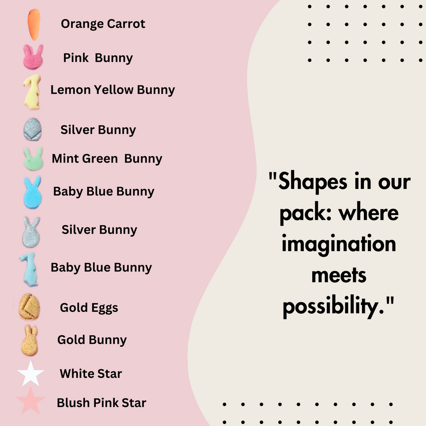 Easter Sprinkles Edible | Mix Parrot Green, Yellow, Pink, White and Silver Pearls & Stars Pack of 5 (EAST 7) - 100Gms