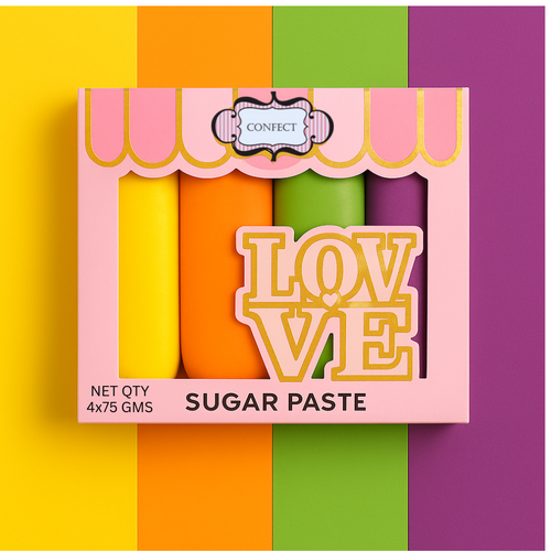 Multipack of Yellow, Orange, Pea Green and Purple Sugarpaste 27