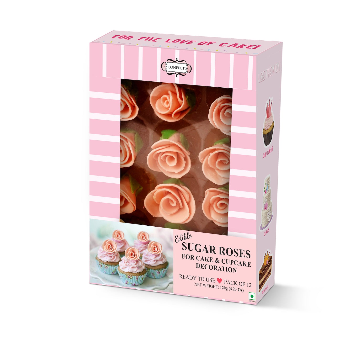 Sugar Roses for Cake & Cupcake Decoration Blush Pink 120 gms – Confect ...