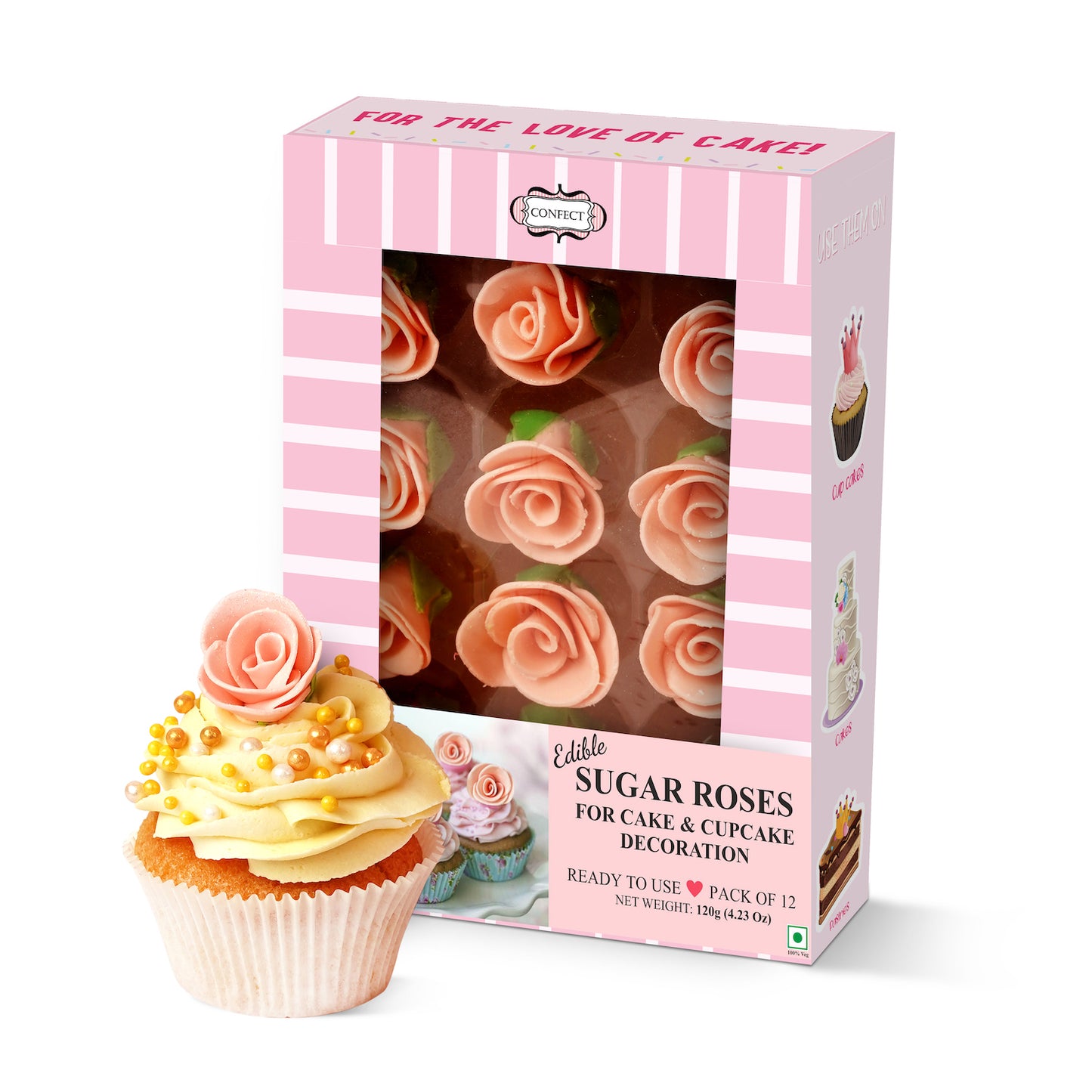 Sugar Roses for Cake & Cupcake Decoration Blush Pink 120 gms