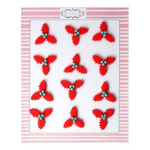Red Holly | Edible Christmas Topper