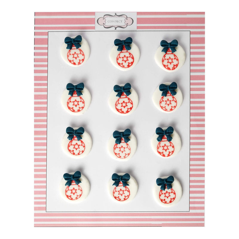 Christmas Bauble Red & Navy | Edible Christmas Topper