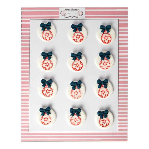 Christmas Bauble Red & Navy | Edible Christmas Topper