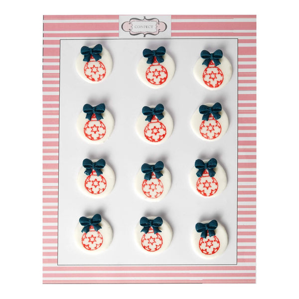 Christmas Bauble Red & Navy | Edible Christmas Topper