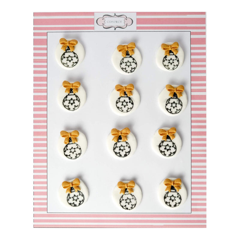 Christmas Bauble Black & Gold | Edible Christmas Topper