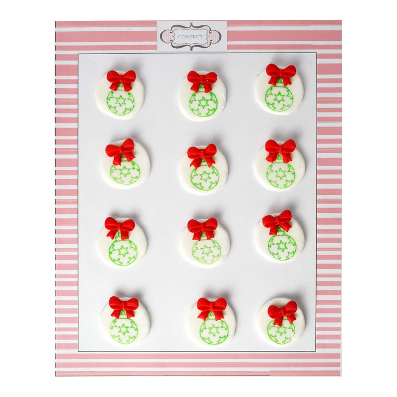 Christmas Bauble Green & Red | Edible Christmas Topper