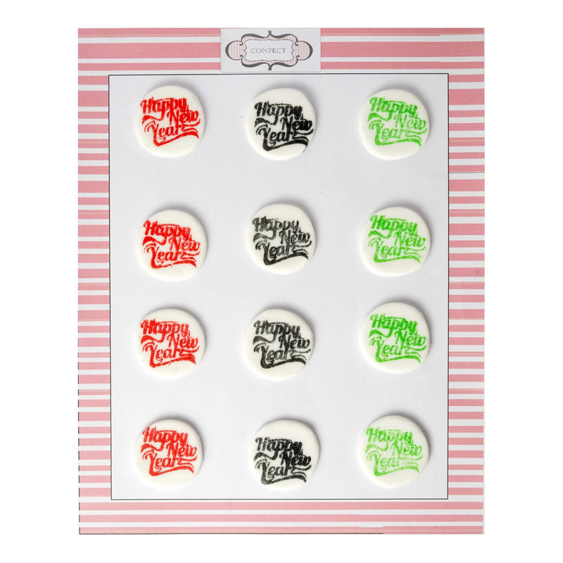 Happy New Year - Red, Green, Black | Edible Christmas Topper