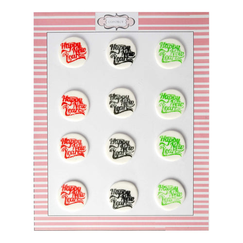 Happy New Year - Red, Green, Black | Edible Christmas Topper
