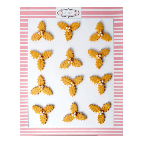 Gold Holly | Edible Christmas Topper