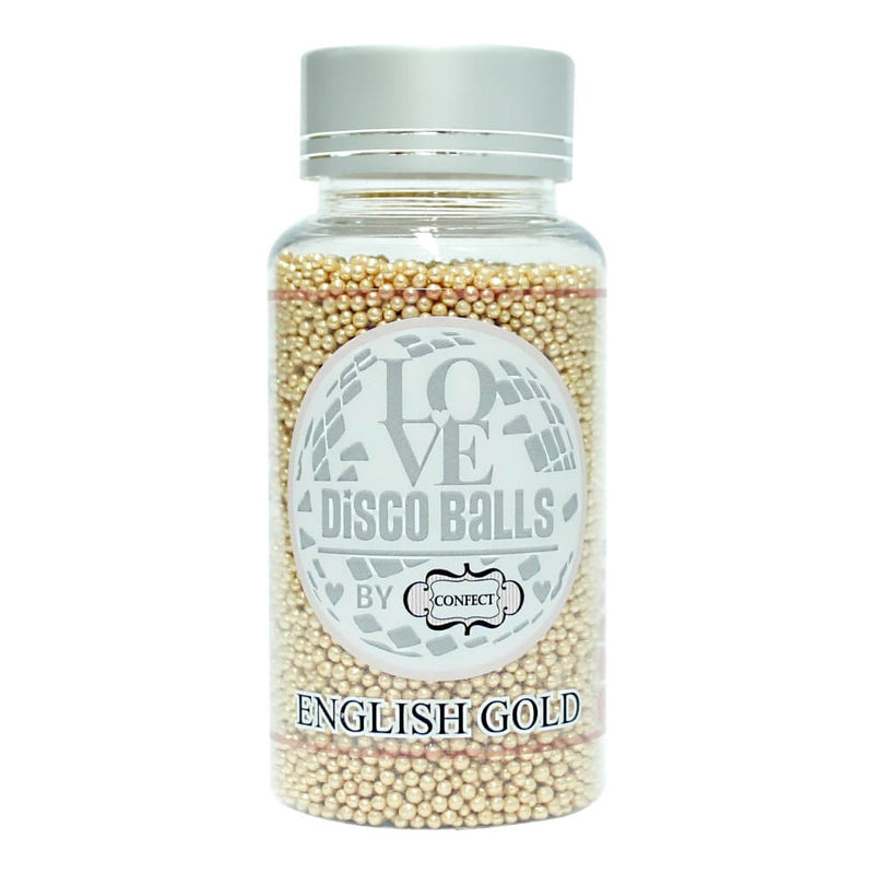 English Gold Disco Balls Sprinkles 2 MM 120 Gms