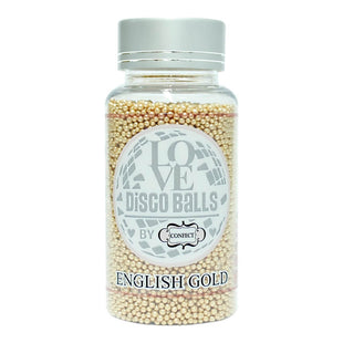 English Gold Disco Balls Sprinkles 2 MM 120 Gms