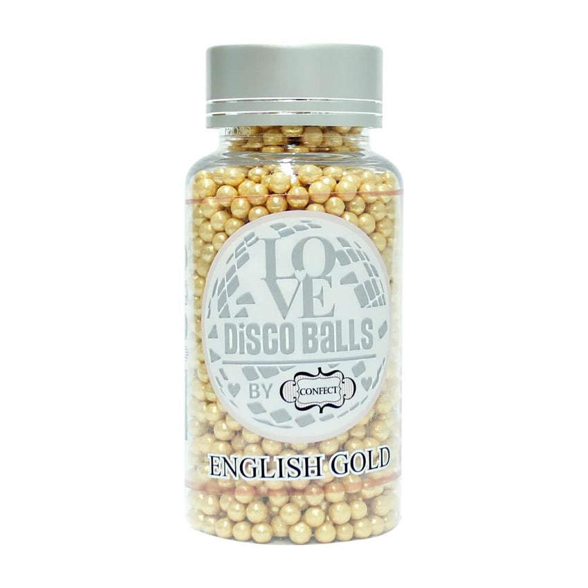 English Gold Disco Balls Sprinkles 4 MM 120 Gms