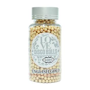 English Gold Disco Balls Sprinkles 5 MM 120 Gms