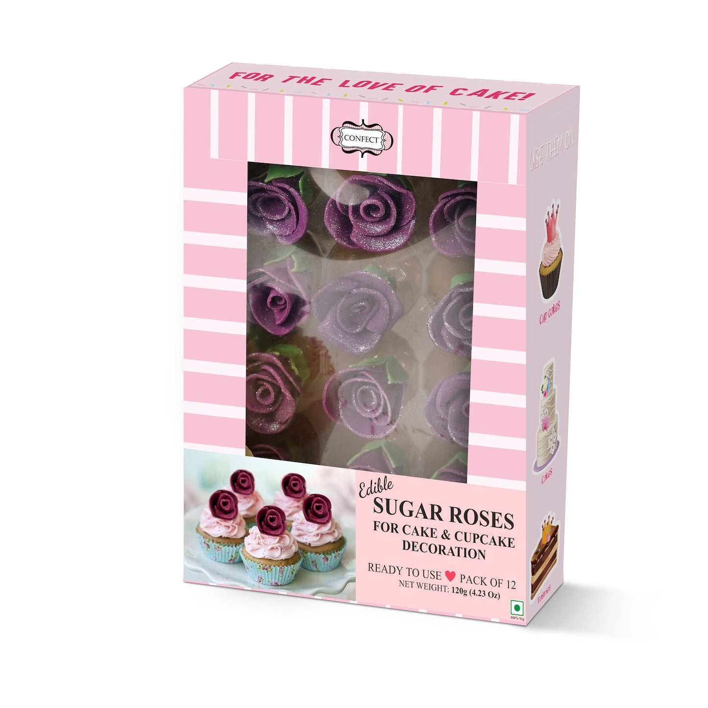 Sugar Roses for Cake & Cupcake Decoration Fuchsia Pink 120 gms