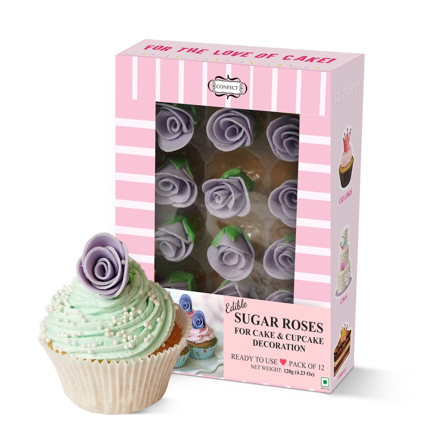 Sugar Roses for Cake & Cupcake Decoration Lavender 120 gms
