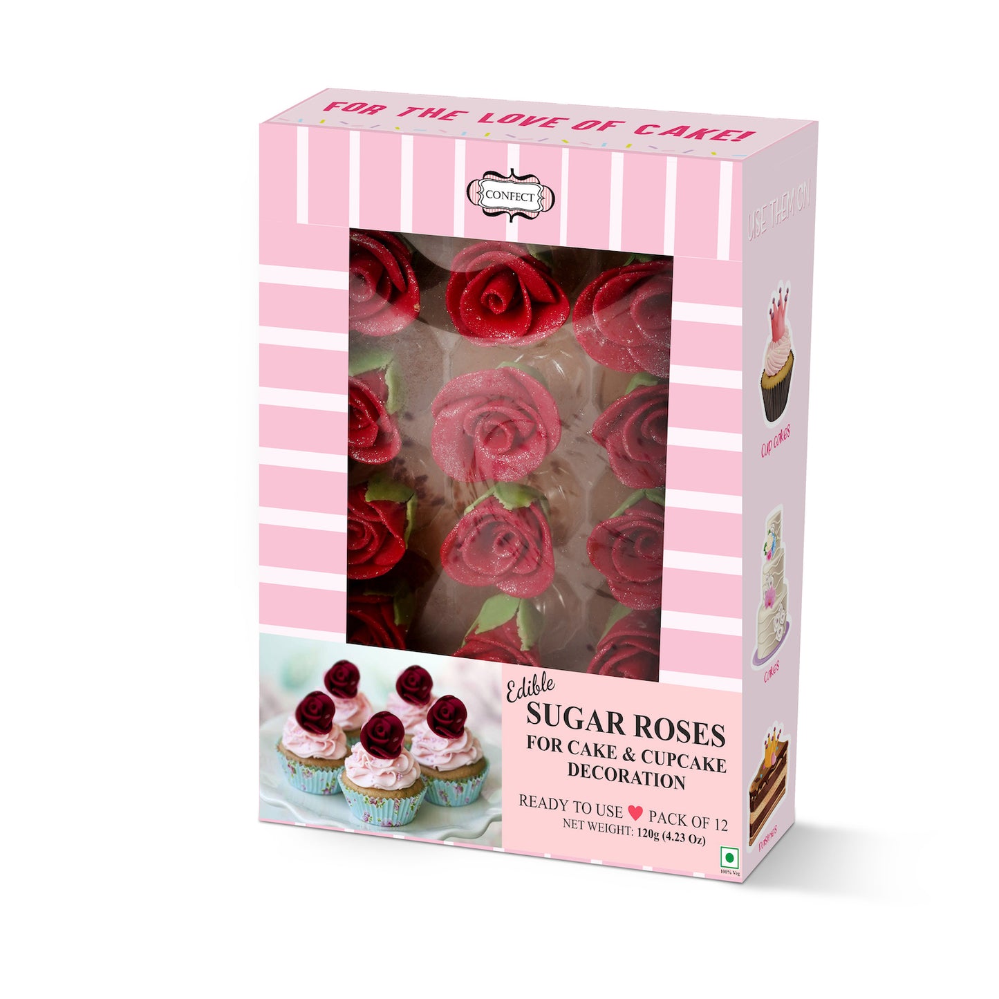 Sugar Roses for Cake & Cupcake Decoration Magenta 120 gms