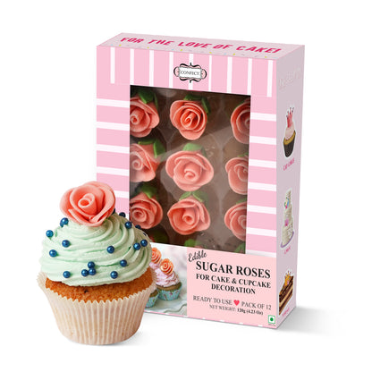 Sugar Roses for Cake & Cupcake Decoration Peach 120 gms