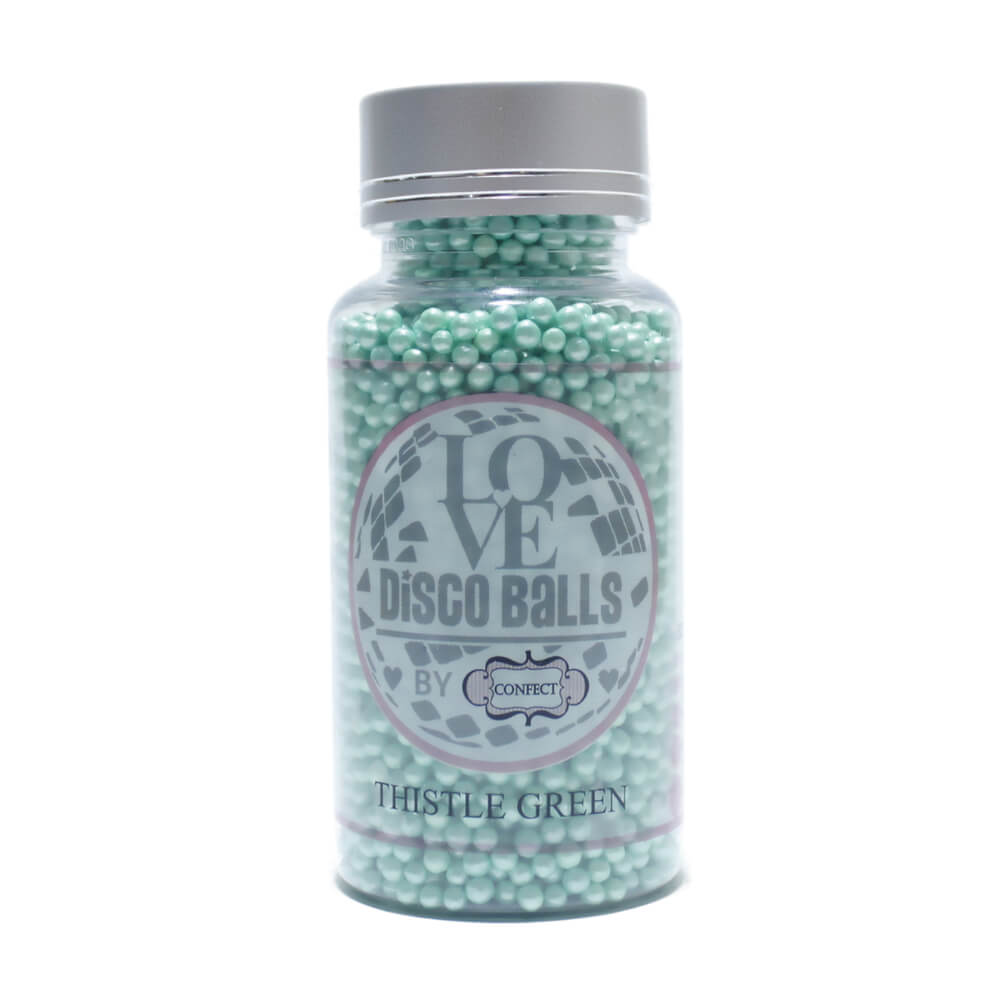 Confect Thistle Green Disco Balls Sprinkles 2 MM 120 Gms