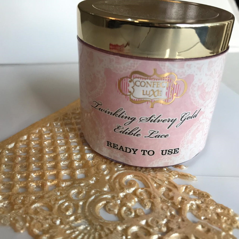 Twinkling Silvery Gold Edible Lace 2