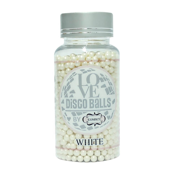 White Disco Balls Sprinkles 3 MM 120 Gms