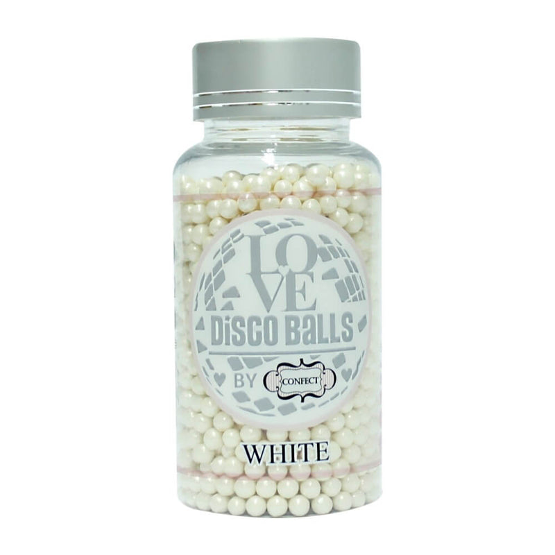 White Disco Balls Sprinkles 6 MM 120 Gms