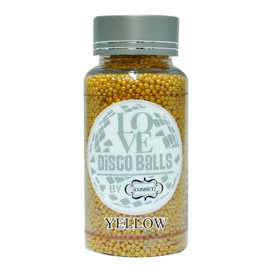 Confect Yellow Disco Balls Sprinkles 2 MM 120 Gms